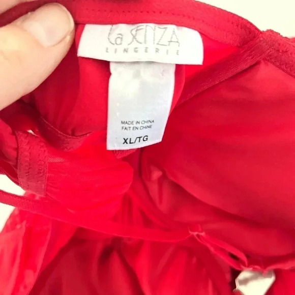 La SENZA/ 💰2 FOR $10💰 Babydoll lingerie/ Deep red with black  jewel/ Size US XL - Picture 9 of 12